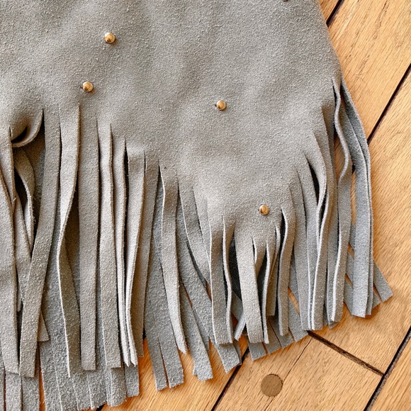 SOLD Understated Leather Paris Chaps Skirt Women's Small Fringe Stars Studded - Picture 9 of 16